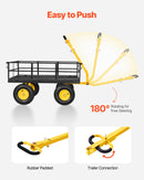 VEVOR Chariot Jardin Acier 544 kg Chariot Transport Robuste Jaune et Noir, pour Fermes, Entrepôts, 2 en 1 Remorque ou Tractable en Métal, avec 4 Pneus Tout-terrain 33 cm, Côtés Amovibles, Poignée 180° - image 7
