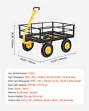 VEVOR Chariot Jardin Acier 544 kg Chariot Transport Robuste Jaune et Noir, pour Fermes, Entrepôts, 2 en 1 Remorque ou Tractable en Métal, avec 4 Pneus Tout-terrain 33 cm, Côtés Amovibles, Poignée 180° - image 8