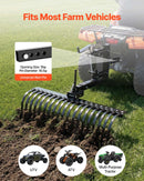 VEVOR Râteau Paysager Tracté 107 cm Râteau Déchaumeur Remorquable pour Attelage 3 Points VTT UTV Tracteurs de Pelouse Catégorie 1 Éliminer Débris, Chaume, Herbe Morte, avec Lame de Nivellement, Levier - image 4